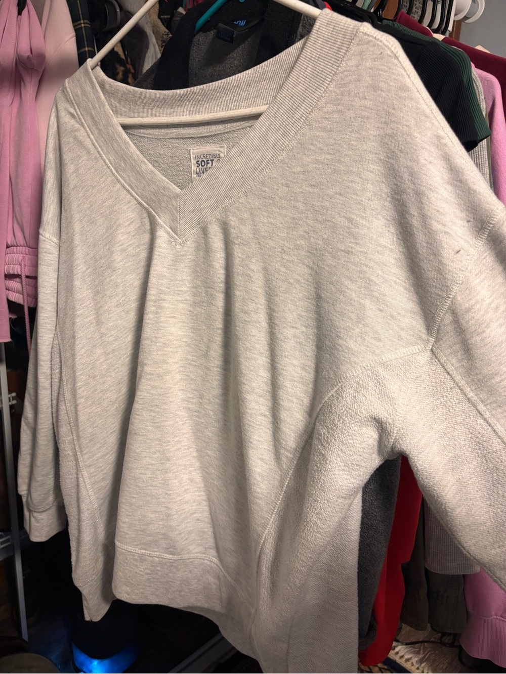 Pink Rose Light Gray V-Neck Women's Sweater